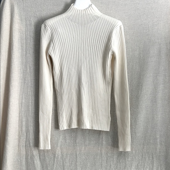 Dion Lee Cream Ribbed Open Back Merino Wool Blend Knit Top - Picture 1 of 4